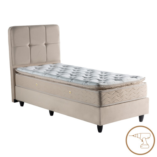 Single bed Punto pakoworld cream velvet 90x200cm