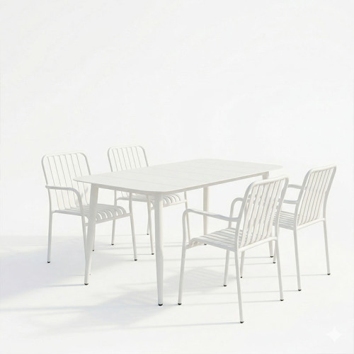 Dining set Heven Vista pakoworld set of 5 pices black aluminum 150x80x72cm