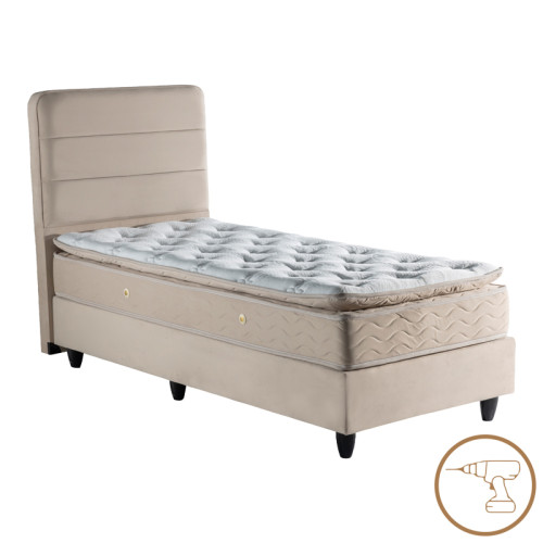 Single bed Linteda pakoworld cream velvet 90x200cm