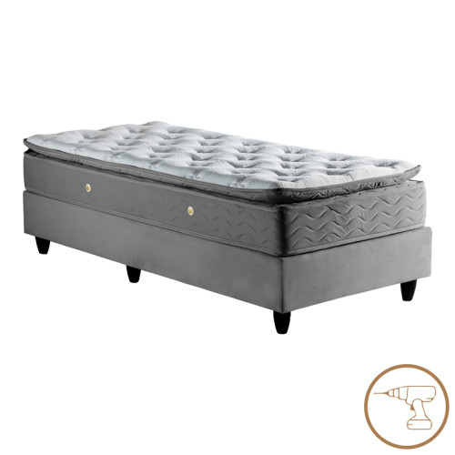 Single bed base Pakda pakoworld anthracite velvet 90x200cm