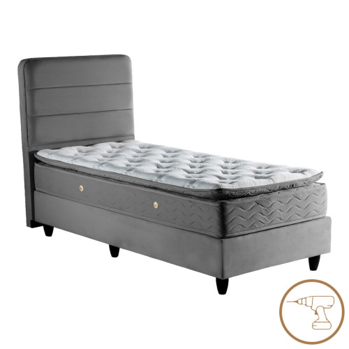 Single bed Linteda pakoworld anthracite velvet 90x200cm