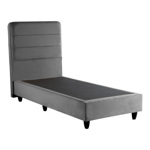 Single bed Linteda pakoworld anthracite velvet 90x200cm