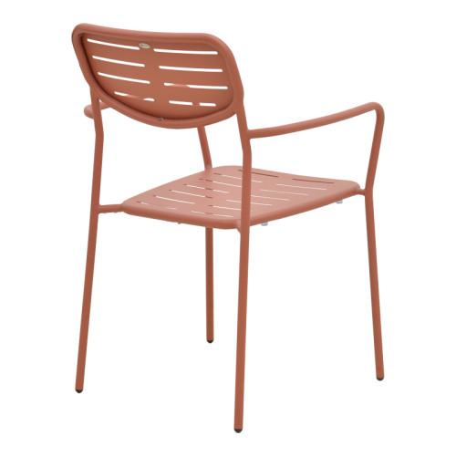 Stackable armchair Deraby pakoworld terracotta metal 56x45.5x83cm