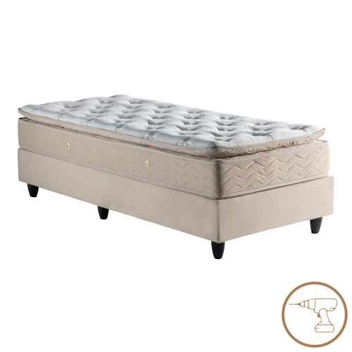 Single bed base Pakda pakoworld cream velvet 90x200cm