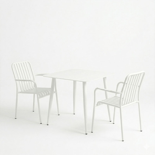 Dining set Heven Vista pakoworld set of 3 pices black aluminum 80x80x72cm