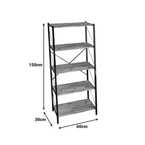Bimblem pakoworld bookcase oakwith black 60x30x150cm