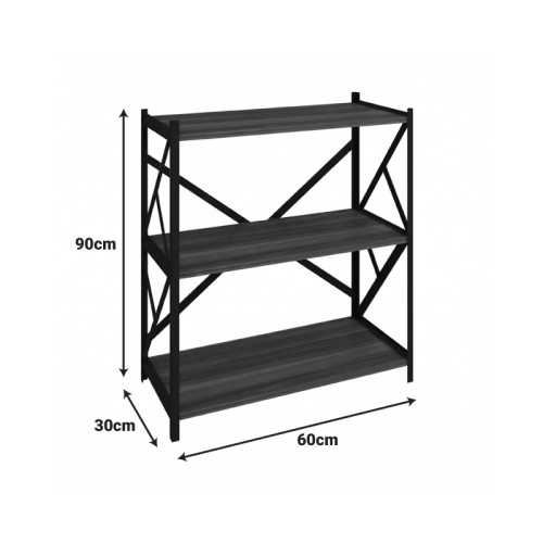 Althea pakoworld freestanding shelf oak with black metal 60x30x90cm