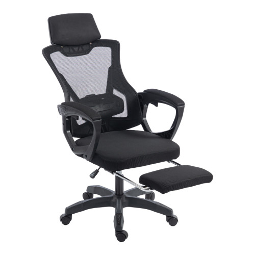 Manager s office chair with footrest Meton pakoworld mesh black color 48x60x118-128cm