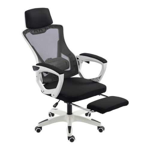 Manager s office chair with footrest Meton pakoworld white - mesh black 48x60x118-128cm