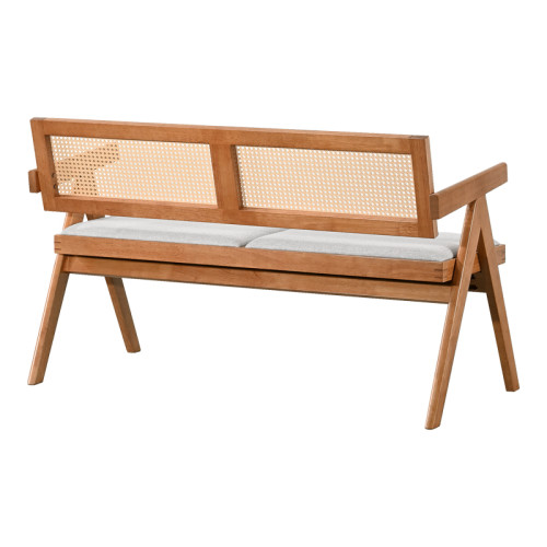 Winslow pakoworld rubberwood 2-seater sofa in light walnut color-light grey fabric 130x60x77.5cm