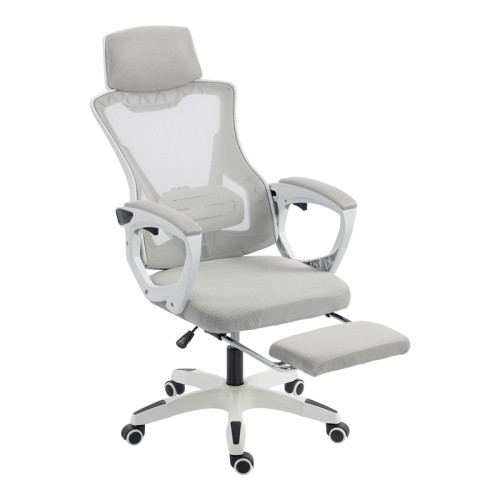 Manager s office chair with footrest Meton pakoworld white - mesh grey 48x60x118-128cm