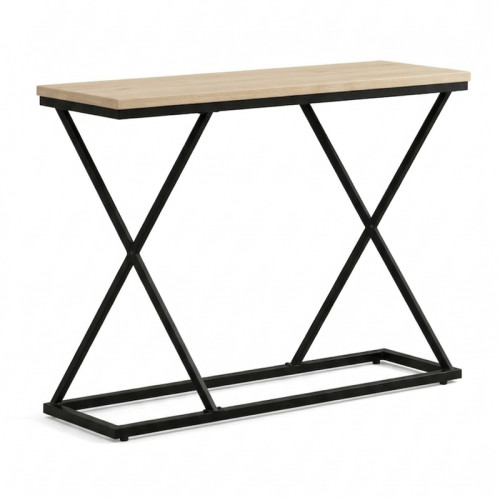Glimmer pakoworld console table natural finish with black metal 100x30x80cm