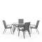 Dining table Ensure Calan pakoworld set of 5 pieces anthracite metal with glass 120x70x70cm