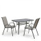 Dining table Ensure Calan pakoworld set of 3 pieces anthracite metal with glass 120x70x70cm