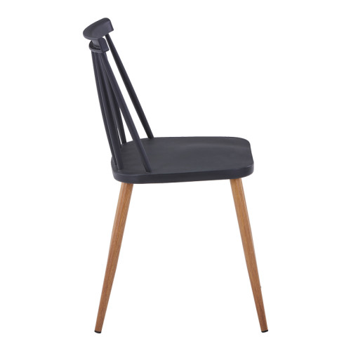 Dining chair Aurora pakoworld black pp-natural color metal leg 42x49.5x77cm