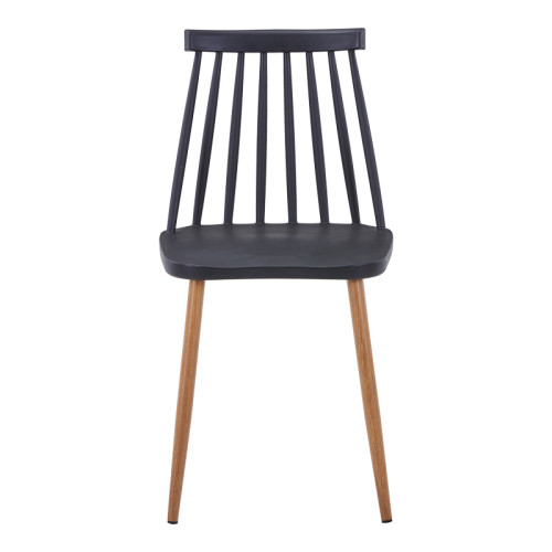 Dining chair Aurora pakoworld black pp-natural color metal leg 42x49.5x77cm