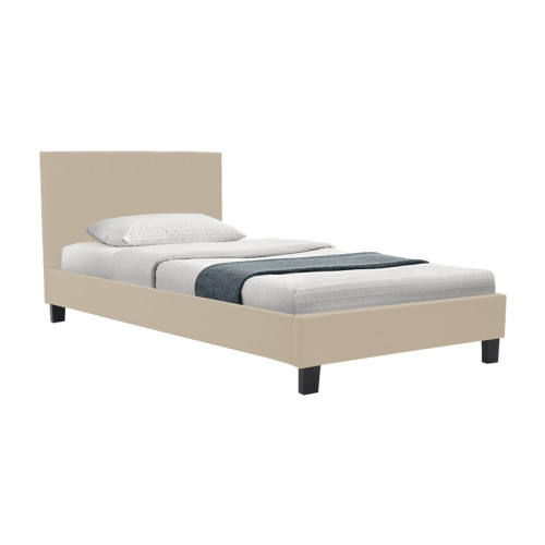 Bed with mattress Nevil-Perfecto pakoworld beige fabric with black leg 90x190cm