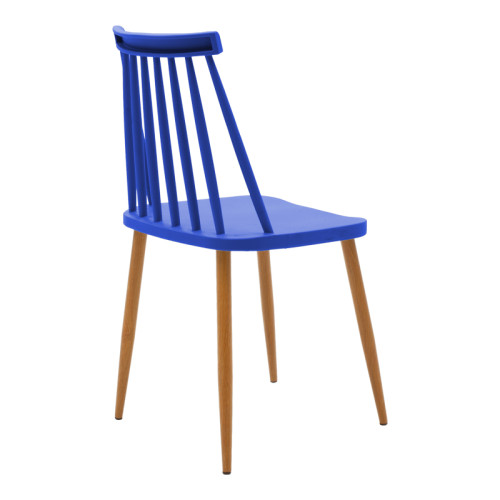 Dining chair Aurora pakoworld blue pp-natural color metal leg 42x49.5x77cm