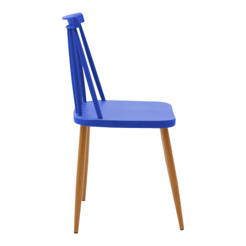 Dining chair Aurora pakoworld blue pp-natural color metal leg 42x49.5x77cm