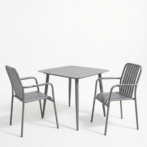 Dining set Heven Vista pakoworld set of 3 pieces anthracite aluminum 80x80x72cm