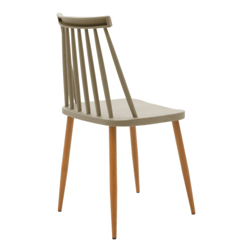 Dining chair Aurora pakoworld mocha pp-natural color metal leg 42x49.5x77cm