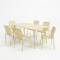 Dining set Heven Vista pakoworld set of 7 pices champagne aluminum 150x80x72cm