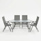 Dining table Ensure Candor pakoworld set of 5 pieces anthracite metal with glass 120x70x70cm