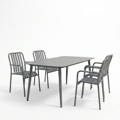 Dining set Heven Vista pakoworld set of 5 pieces anthracite aluminum 150x80x72cm