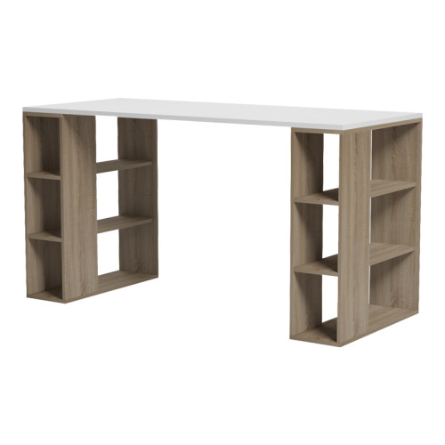 Desk with shelf Colmar pakoworld sonoma-white 140x60x75cm
