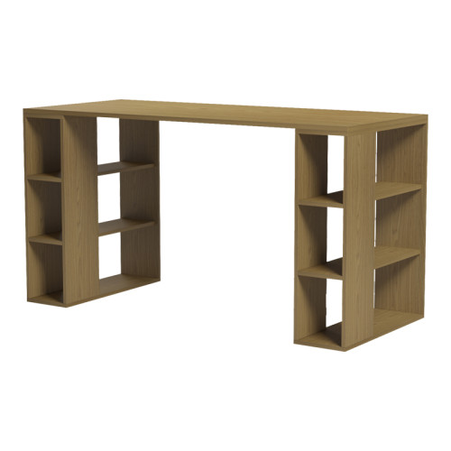 Colmar pakoworld desk with shelf in light walnut 140x60x75cm