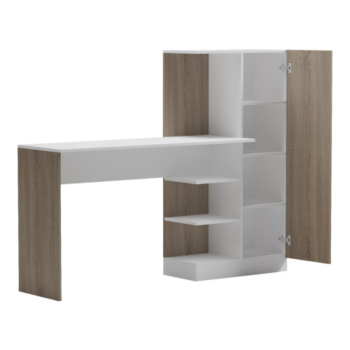 Office with bookcase and cabinet Ofisio pakoworld sonoma-white 152.3x40x120cm