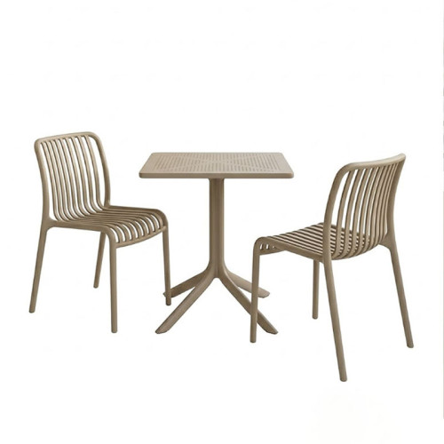Dining table Groovy Zoi pakoworld 3 pcs cappuccino PP 60x60x76cm