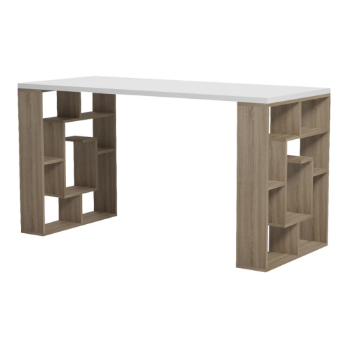 Desk with shelf Labirent  pakoworld sonoma-white 140x60x75cm