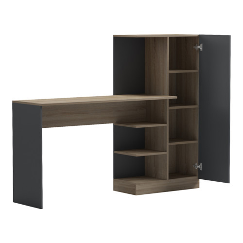 Office with bookcase and cabinet Ofisio pakoworld sonoma-anthracite 152.3x40x120cm