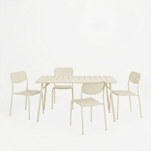 Moraja Deraby Ι pakoworld set of 5 pieces cream metal 140x80x72cm