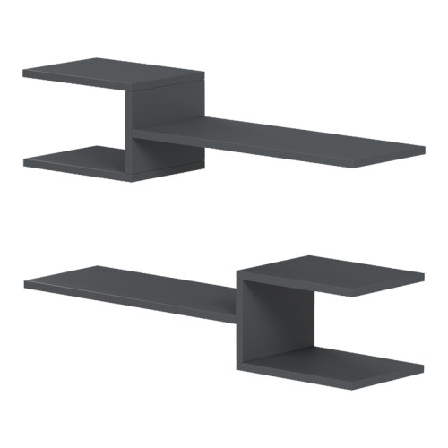 Sumpa wall shelf pakoworld 2pcs anthracite 65x20x18cm