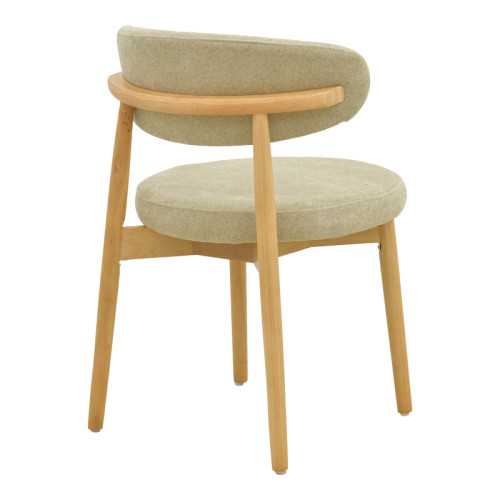 Luben chair pakoworld grey fabric - rubberwood in natural shade 53x54x79cm