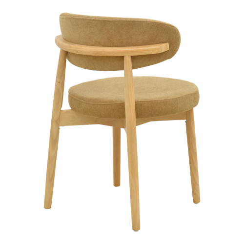 Luben chair pakoworld brown fabric - rubberwood in natural shade 53x54x79cm