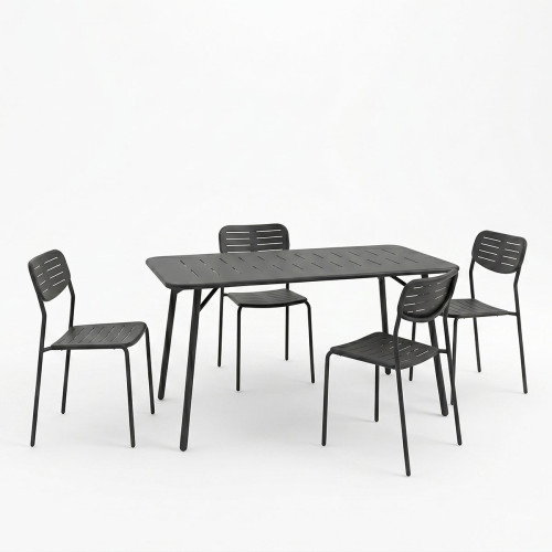 Moraja Deraby Ι pakoworld set of 5 pieces black metal 140x80x72cm
