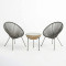 Acapulco pakoworld Outdoor Lounge Chair set 3 pieces black metal frame with PE rattan in natural color D50x52 cm