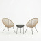 Acapulco pakoworld Outdoor Lounge Chair set 3 pieces black metal frame with PE rattan in natural color D50x52 cm