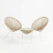 Acapulco pakoworld Outdoor Lounge Chair set 3 pieces white metal frame with PE rattan in natural color D50x52 cm