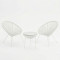 Acapulco pakoworld Outdoor Lounge Chair set 3 pieces white metal frame with PE rattan D50x52 cm