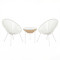 Acapulco pakoworld Outdoor Lounge Chair set 3 pieces white metal frame with PE rattan in natural color D50x52 cm