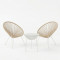 Acapulco pakoworld Outdoor Lounge Chair set 3 pieces white metal frame with PE rattan in natural color D50x52 cm