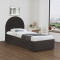 Arcuate pakoworld bed, anthracite boucle fabric, with sliding bed, 90x200cm