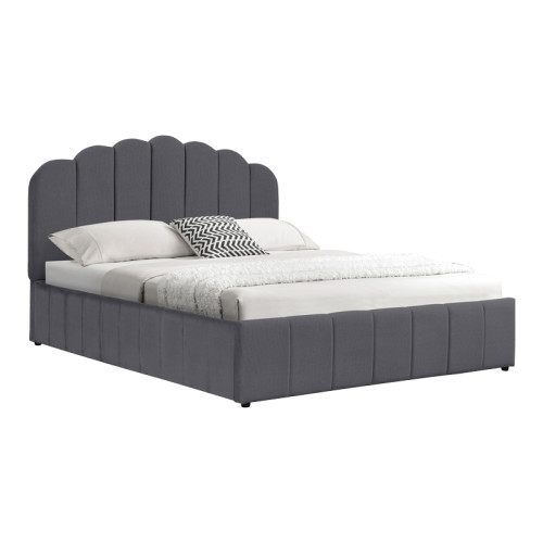 Double bed Tatiana pakoworld fabric anthracite with storage 120x200cm