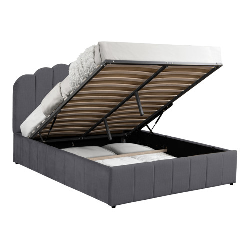 Double bed Tatiana pakoworld fabric anthracite with storage 120x200cm