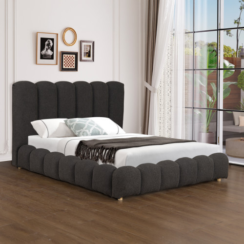 Nuvem pakoworld bed, anthracite boucle fabric, with storage space 160x200cm