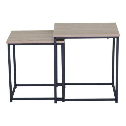 Masuta pakoworld coffee tables 2 pcs. mdf black with marble effect- black metal